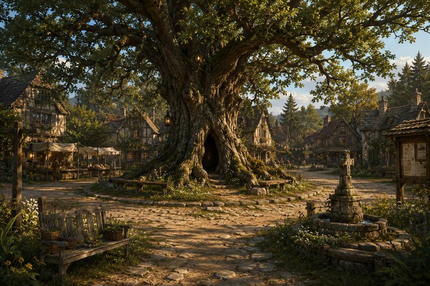 The Hollow Oak and village green